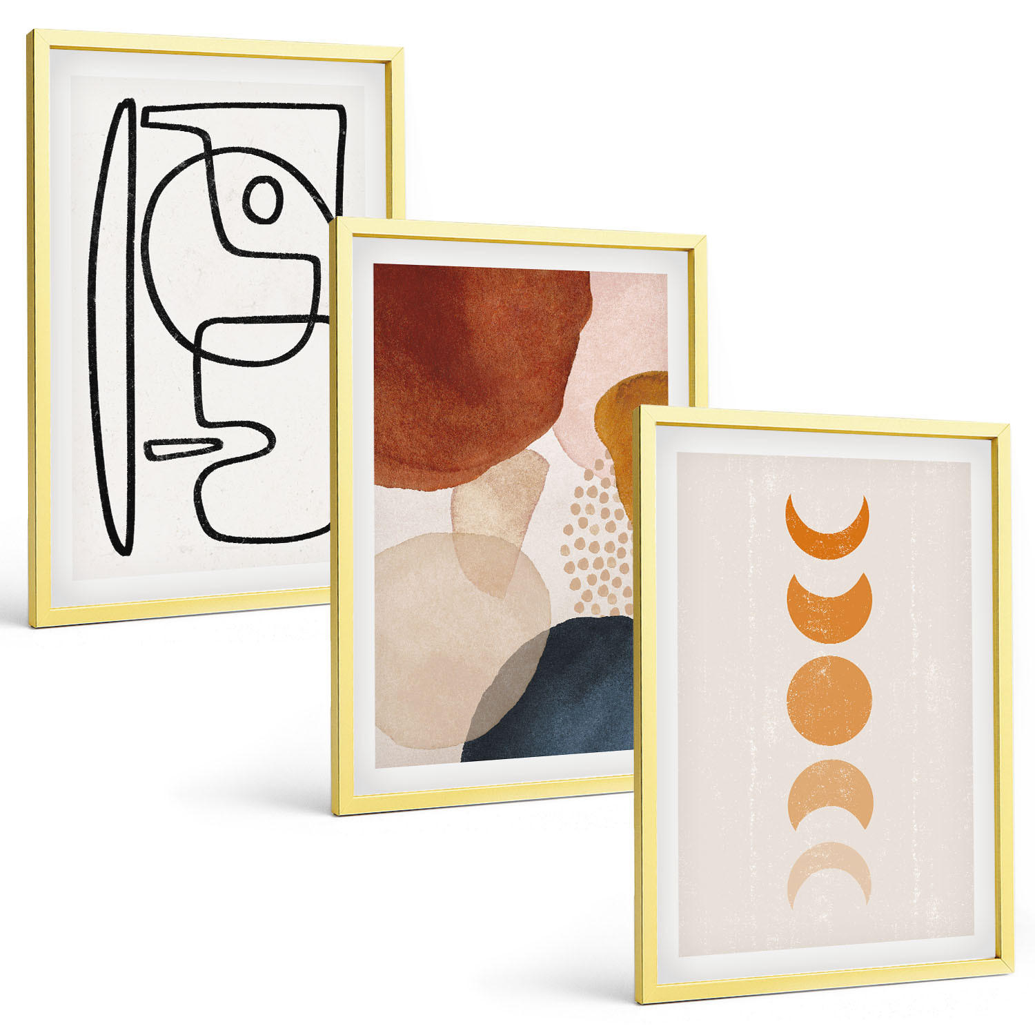 BILDER SET 3er Set - 40x60 cm Goldrahmen - Abstrakte Farbdekorationen - Goldfarben, Kunststoff (40/60cm) - TULUP