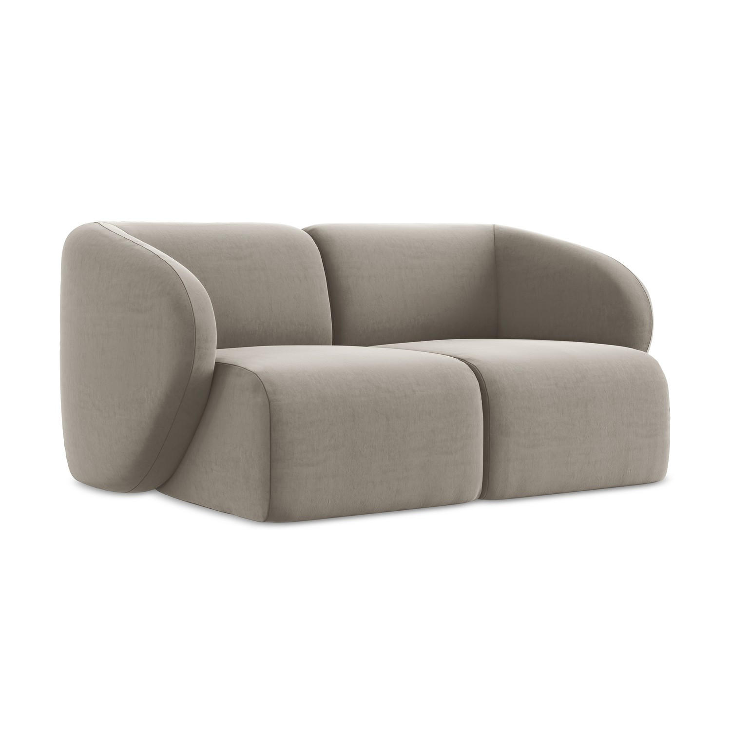 2-SITZER-SOFA Samt Stoff Grau - Taupe/Schwarz, Holzwerkstoff/Kunststoff (174/75/94cm) - LaMiaSofa