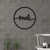 WANDDEKORATION Metall Nr. 8 Smile Schwarz 45/1,5/45 cm - Schwarz, Metall (45/45/1.5cm) - Decortie