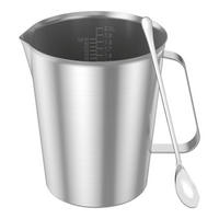 MESSBECHER Edelstahl 2000 ml mit Feinskala und Griff - Silberfarben, Metall (2L)