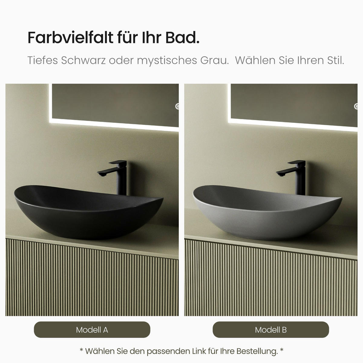 WASCHBECKEN Oval Keramik Mattschwarz 61.5 /36/15.5 cm - Schwarz, Keramik (36/15.5/61.5cm) - EMKE