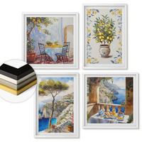 WANDBILDER 4er-Set - 50x50 cm & 40x60 cm Weißer Rahmen - Gemälde von Zitronenbäumen - Weiß, Kunststoff (50/50cm) - ArtPrintCave