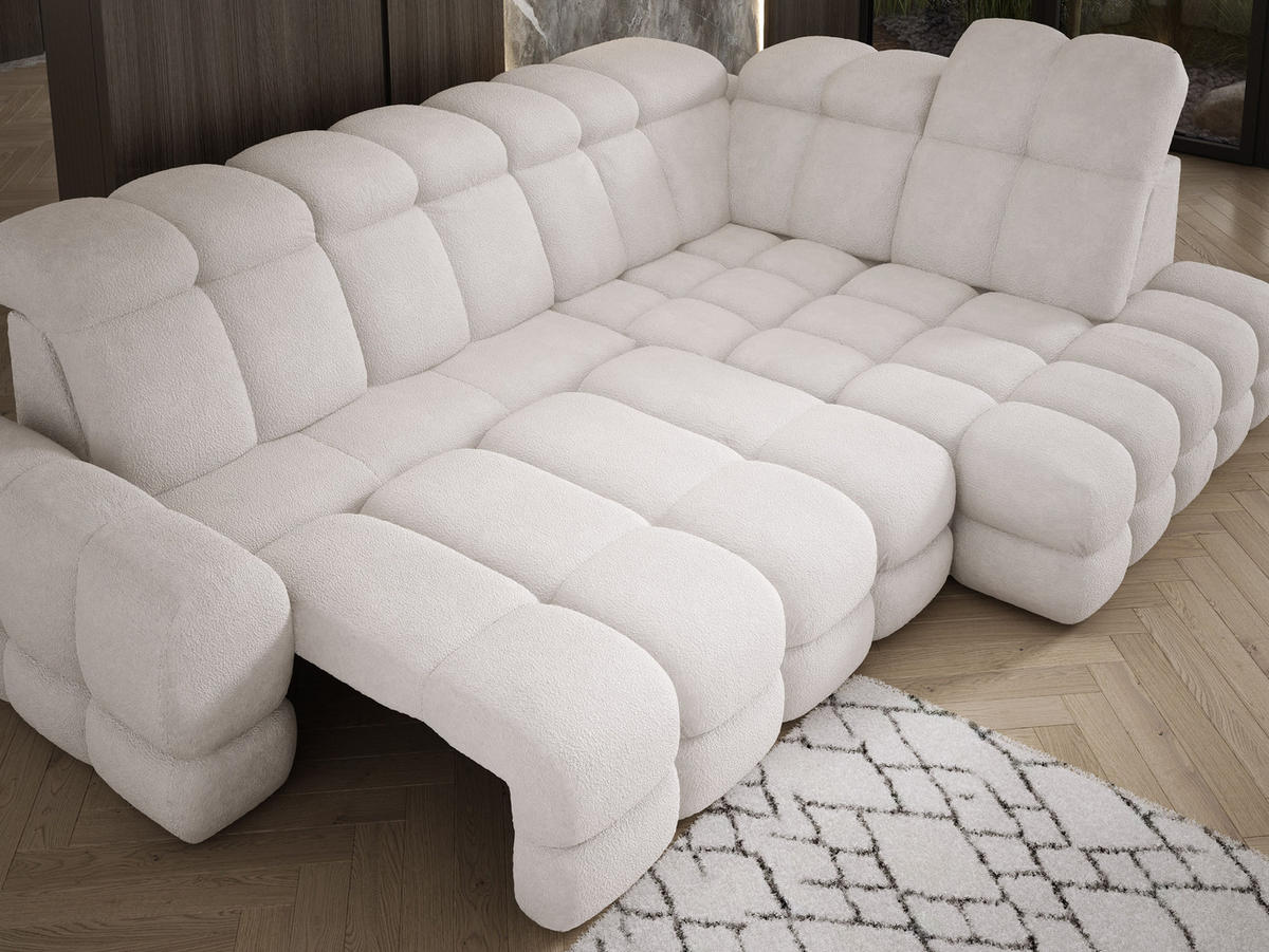 ECKSOFA TOLLO Anthology-stoff L-form 302x217x105 cm weiss - Kaschmir, Holz/Textil (217/302cm) - DomoHome