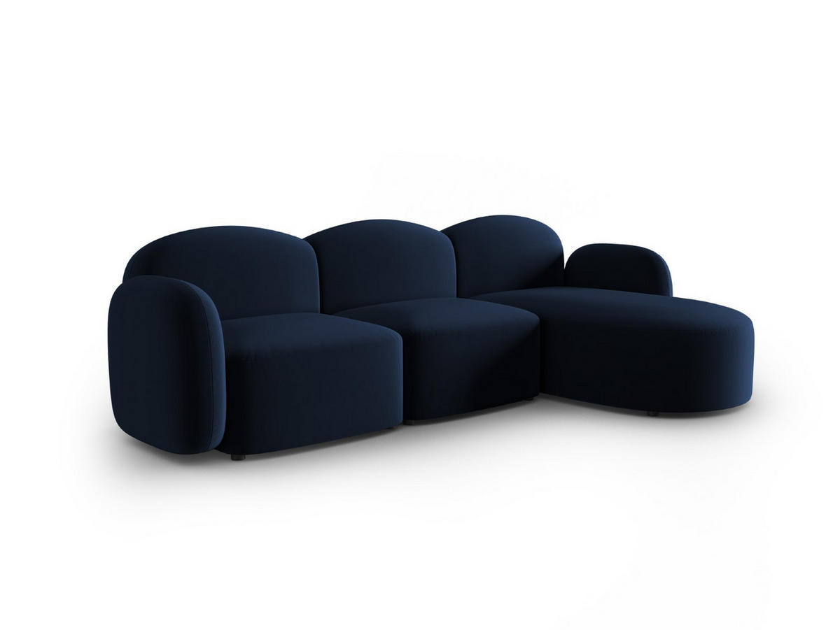 ECKSOFA rechts Blair aus Samt königsblau 4 Sitzplätze - Blau, Textil (155/272cm) - Micadoni