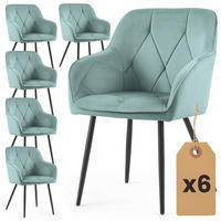 ČALÚNENÁ STOLIČKA, sada 6 ks, kovové nohy, tyrkysová, čierna 54,5/82,5/58 - čierna/tyrkysová, textil (55/83/50cm) - RAUMHIRSCH FURNITURE