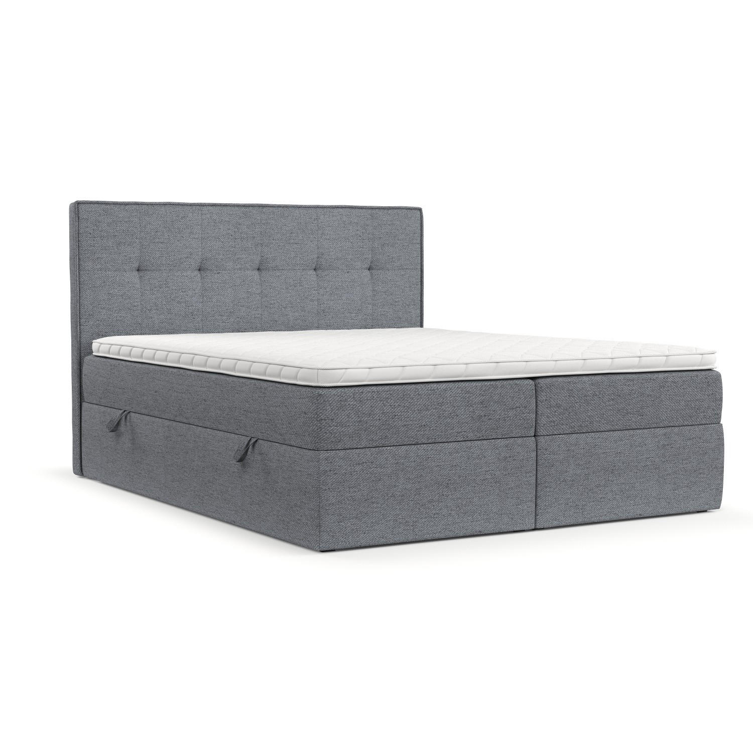 BOXBETT Mireo 160/200 cm Grau im Neve Stoff - Schwarz/Grau, Holz/Holzwerkstoff (160/200cm) - AltaBeds
