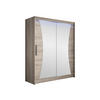 SCHWEBETÜRENSCHRANK Westa IX, mit RGB LED Beleuchtung - Silberfarben/Trüffeleichefarben, Holzwerkstoff/Metall (150/200/58cm) - MIRJAN24