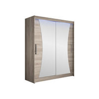 SCHWEBETÜRENSCHRANK Westa IX, mit RGB LED Beleuchtung - Silberfarben/Trüffeleichefarben, Holzwerkstoff/Metall (150/200/58cm) - MIRJAN24