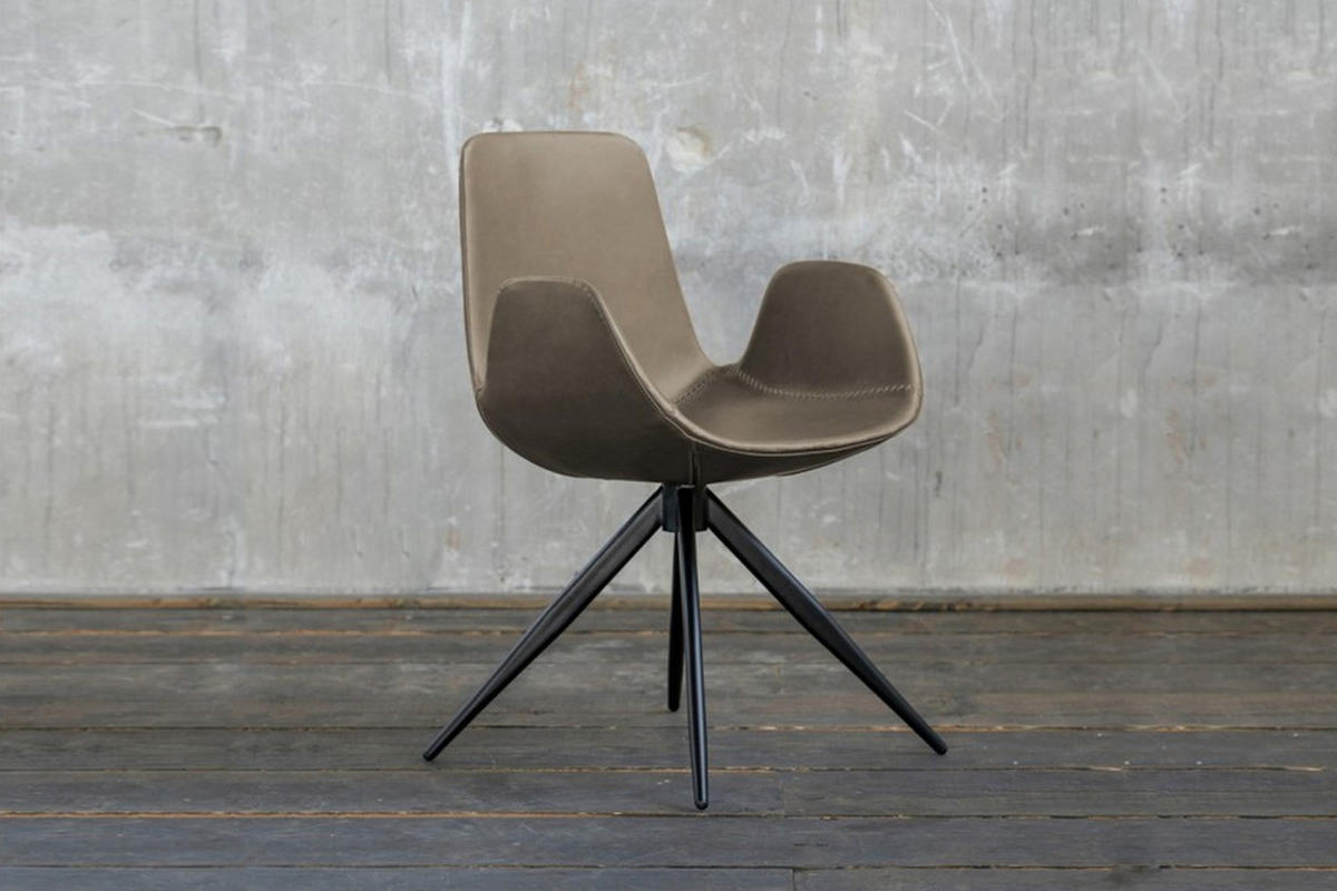 DREHSTUHL QUEN Grau Kunstleder - Schwarz/Grau, Leder (55.5/82/55cm) - KAWOLA