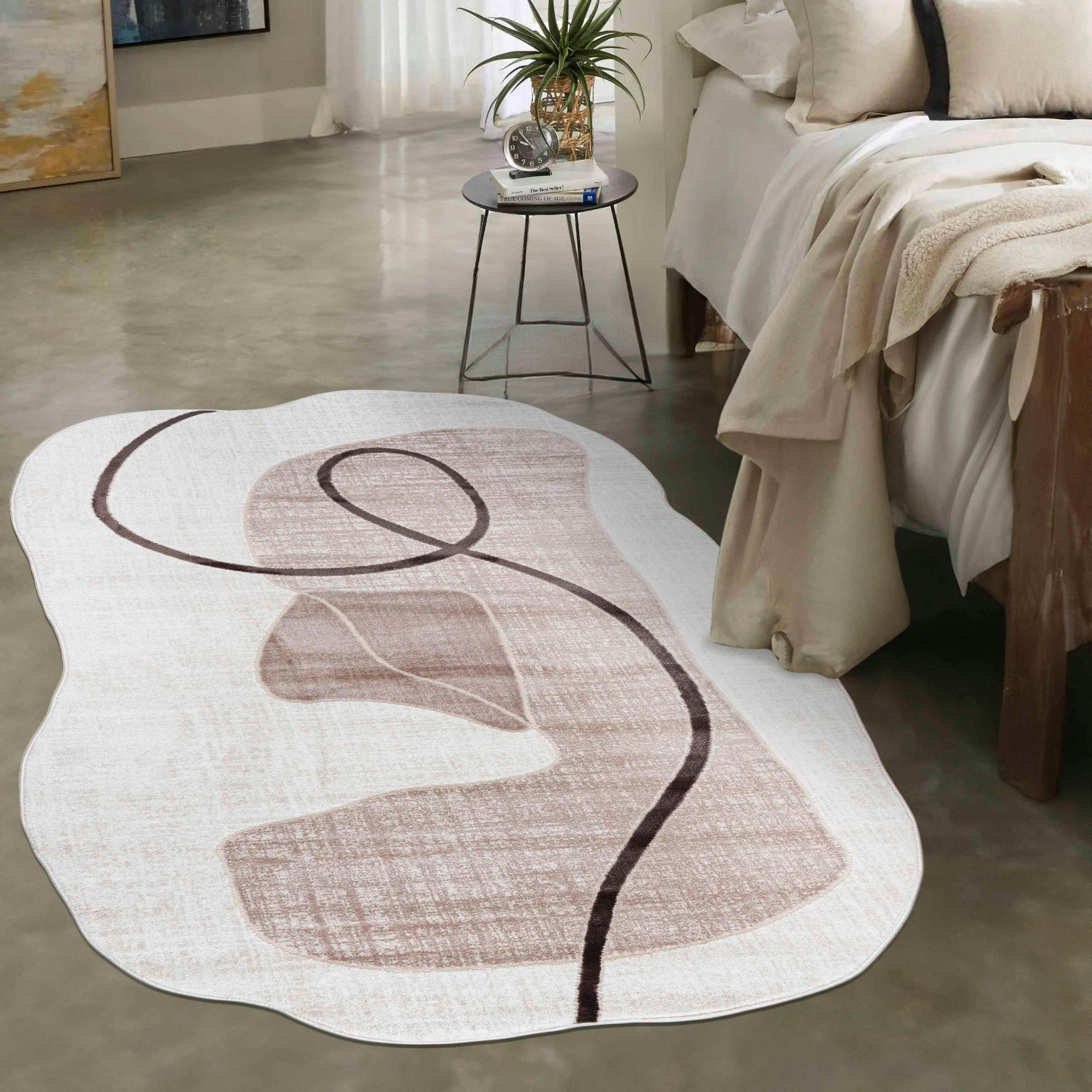 TEPPICH Beige Abstrakt - Kurzflor Unregelmäßig Unregelmäßige Form - Weiß Ecru Creme - 200 x 300 cm - Cappuccino, Textil (200/300cm) - Mazovia
