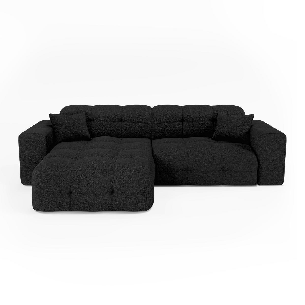 ECKSOFA (links) COCOON Frottee Dunkles Anthrazit 230cm - Dunkelgrau/Anthrazit, Textil (230/155cm) - Premium Interiors