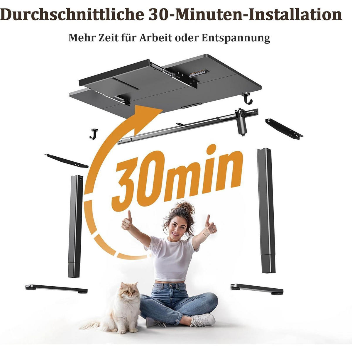 SCHREIBTISCH Höhenverstellbar 120x60 cm Schwarz mit Schublade - Schwarz, Holzwerkstoff (60/120/118cm)