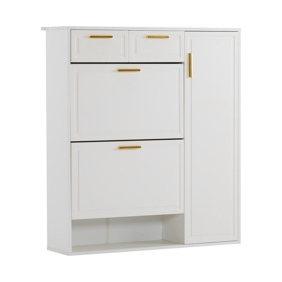 SCHUHSCHRANK mit verstellbaren Regalen und Schubladen, Weiß - Weiß, Holzwerkstoff (24/107/95cm) - Urban Meuble