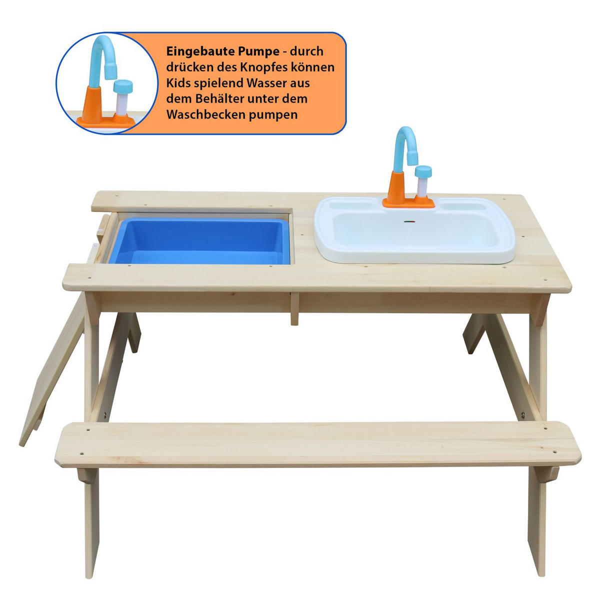 KINDERSITZGARNITUR ROBIN Holz mit Matschtisch - Naturfarben, Holz - Coemo