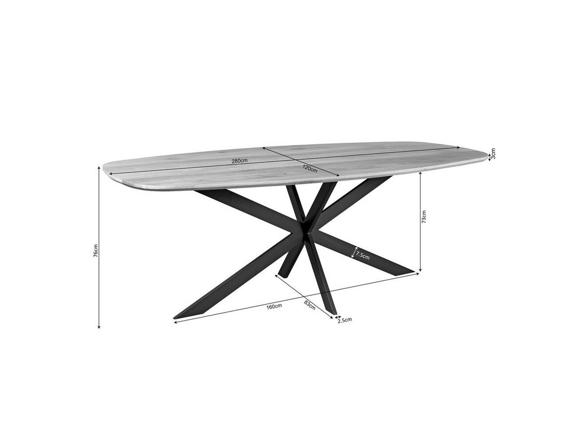 ESSTISCH Ferro Eichenholz Dänisches Oval 280 cm X 120 cm Schwarz - Schwarz, Holz (120/280/76cm) - Villa Möbel