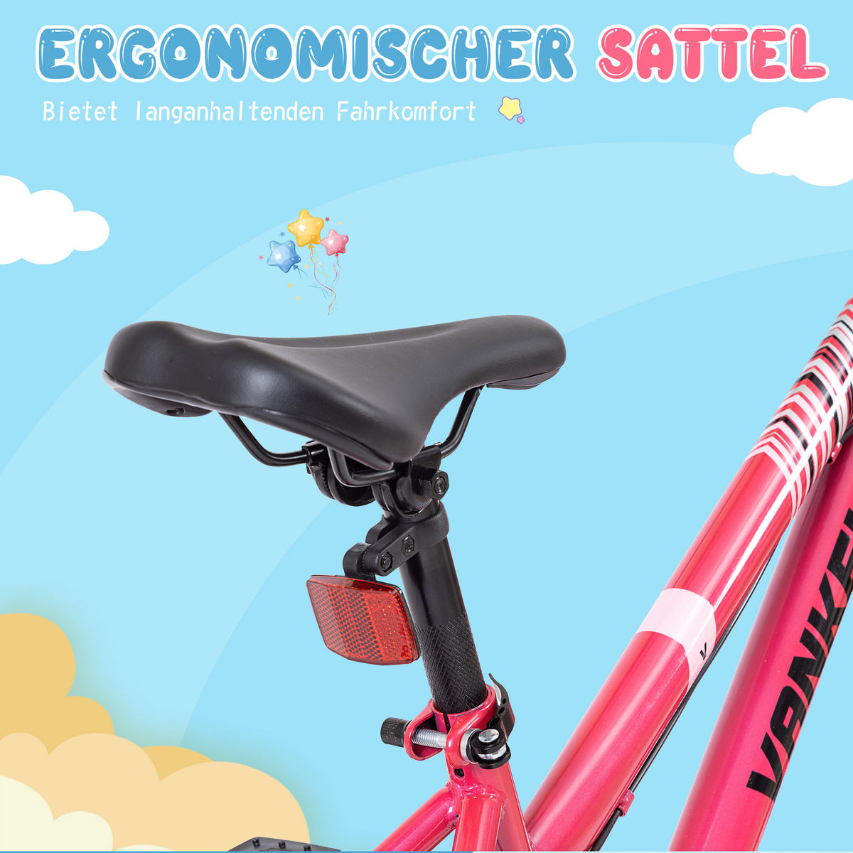 KINDERFAHRRAD 20 Zoll - Rosa mit V-Bremsen und 6-Gang-Schaltung - Stahlrahmen - Rosa, Metall (84cm) - Oxeza