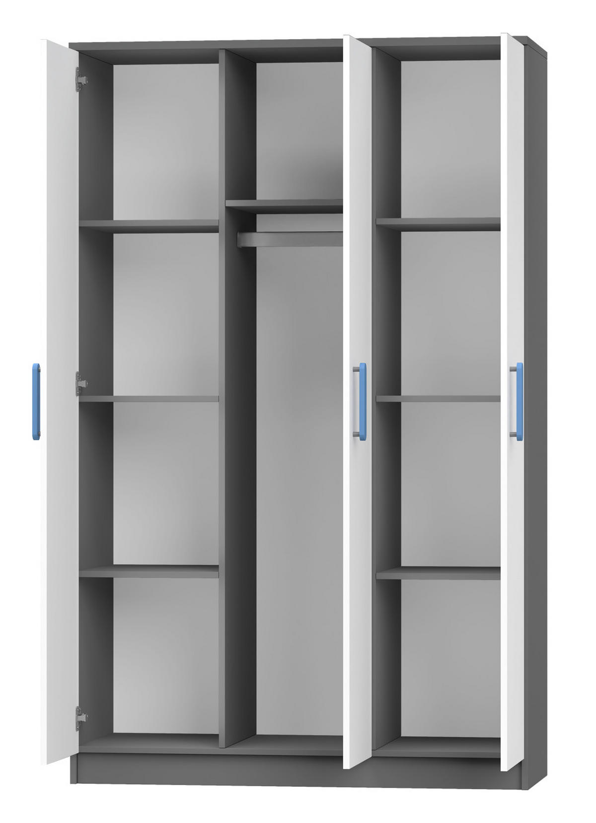 JUGENDZIMMER Elora in Grau und Weiß – 6-teiliges Set – Grifffarbe Rosa - Grau, Holzwerkstoff (80/200/120cm)