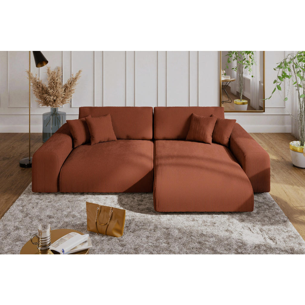 Thumbnail - luma-home Ecksofa, Terra cotta, Textil, 3-Sitzer, Füllung: Polyurethan (Pur), Eckteil, L-Form,L-Form, 255x165 cm, Wohnzi...