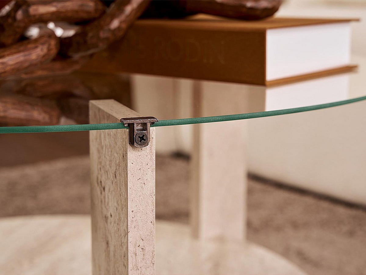 COUCHTISCH - 75 cm x 75 cm - Holz, Platte, Glas - Beige SENIRA - Beige, Glas/Holz (75/75/40cm) - Vente-Unique