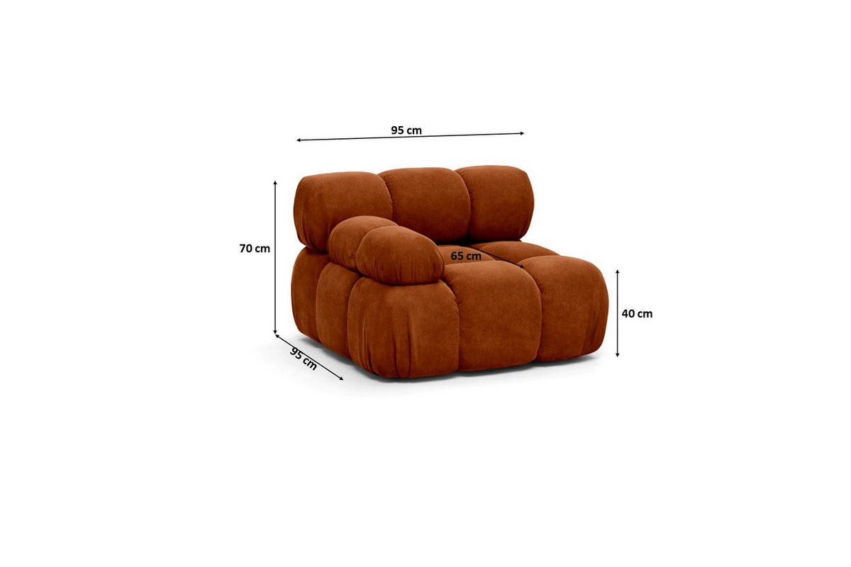 MODUL Seitlich, Für Modulares System, Stoff Salvador, Braun, Links, Selia - Braun, Holz (95/70/95cm) - Kaiser Möbel