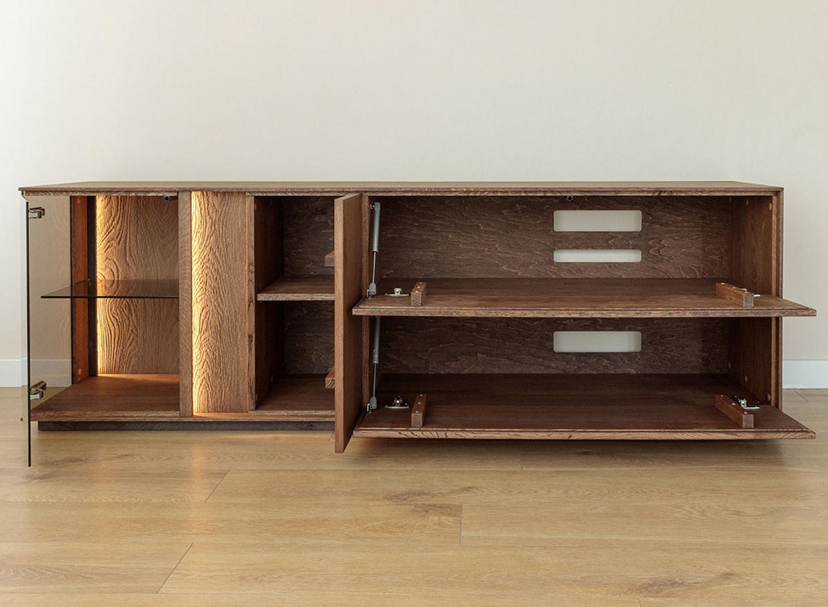 WOHNWAND Collodi Wildeiche Tabak (2-tlg) - Wildeiche/Eichefarben, Holz (269.5/205/43.5cm) - Feldmann-Wohnen