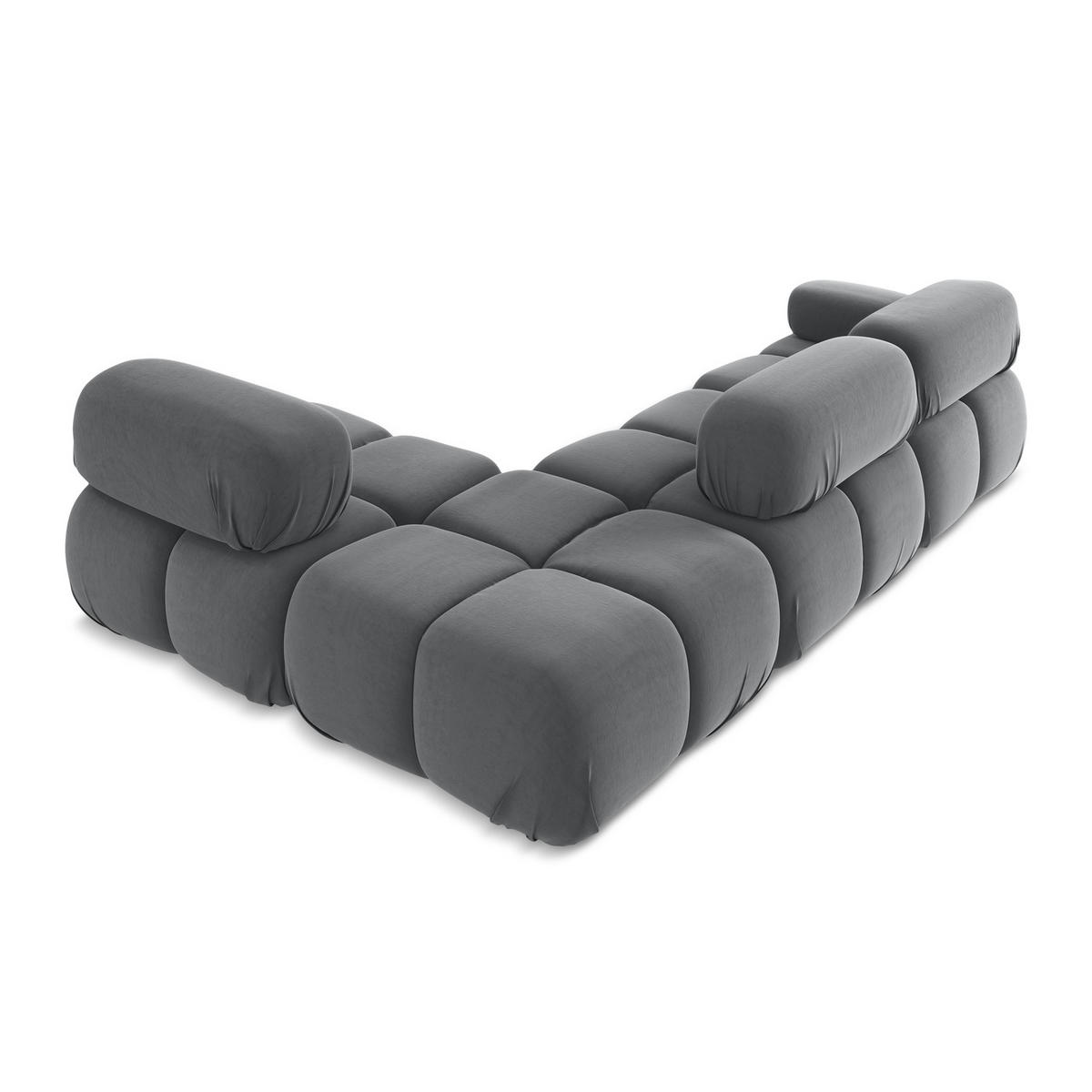 ECKSOFA Rechts Samt Stoff Grau - Dunkelgrau/Schwarz, Kunststoff/Textil (285/190cm) - LaMiaSofa