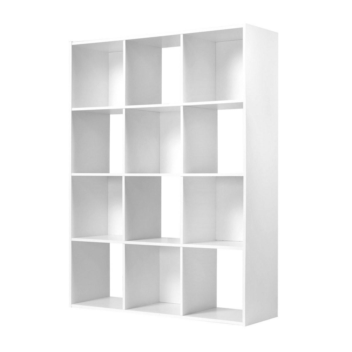 AUFBEWAHRUNGSREGAL mit 12 Fächern - L93 x H124 cm - Weiß, Holzwerkstoff (29.8/124.2/93.3cm) - Calicosy