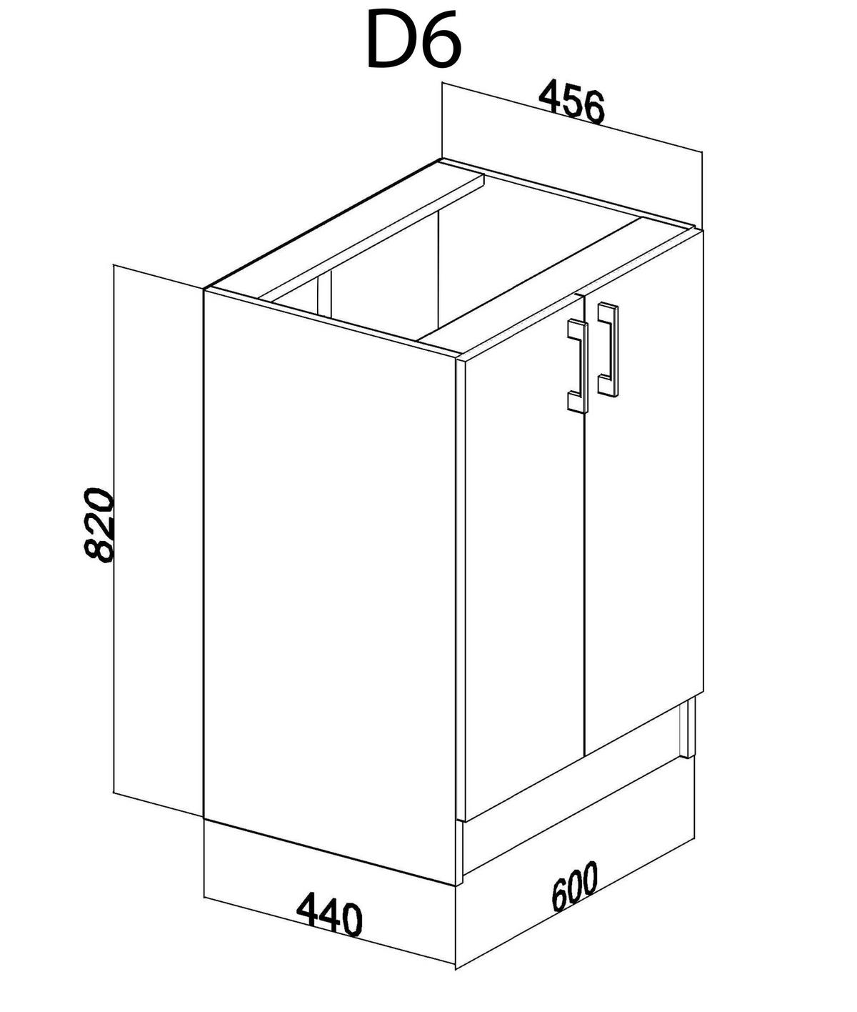 KÜCHENUNTERSCHRANK D60 2D eiche - Eiche Artisan, Holzwerkstoff (60/82/44cm) - roe furniture