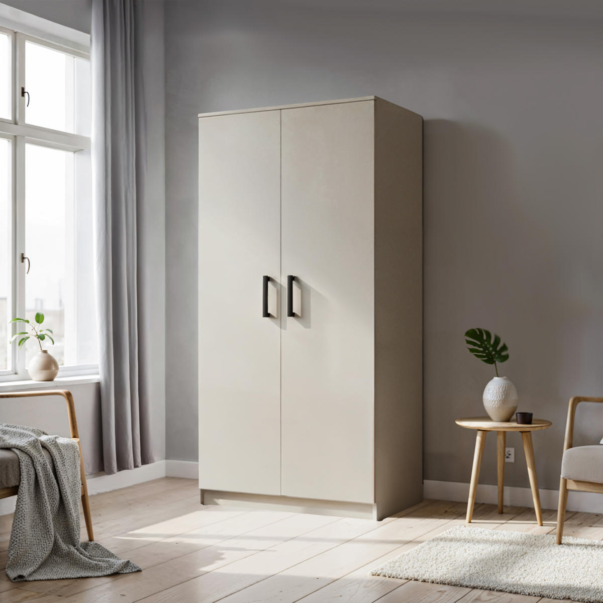 DREHTÜRENSCHRANK Tamara 90 cm, 2-türig, kaschmir - Kaschmir, Kunststoff (180/180/90cm) - Margaret Hadas24