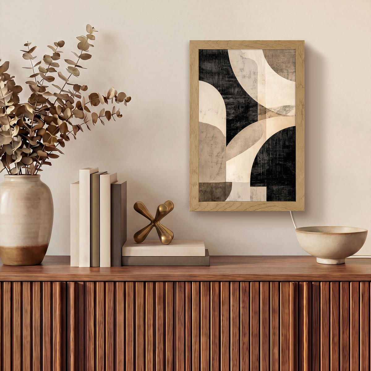 NÁSTĚNNÁ LAMPA Abstraktní - Tvary - Moderní - Béžová 20x30 cm - šedá, kompozitní dřevo (20/30/8cm) - OnlyWow