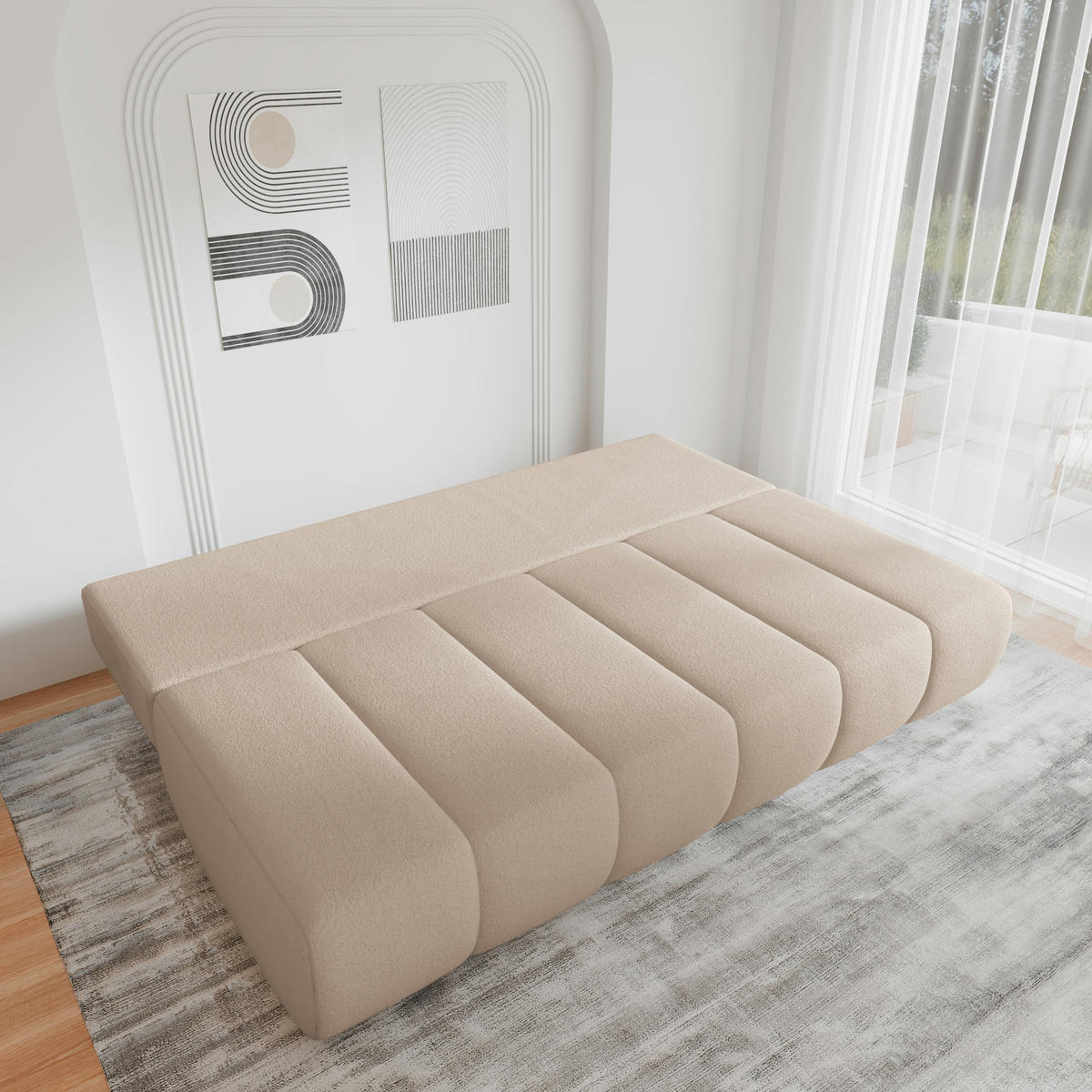 SCHLAFSOFA - Fluffy - Beige (Anthology 3) - Beige, Holz (210/88/104cm) - Möblo