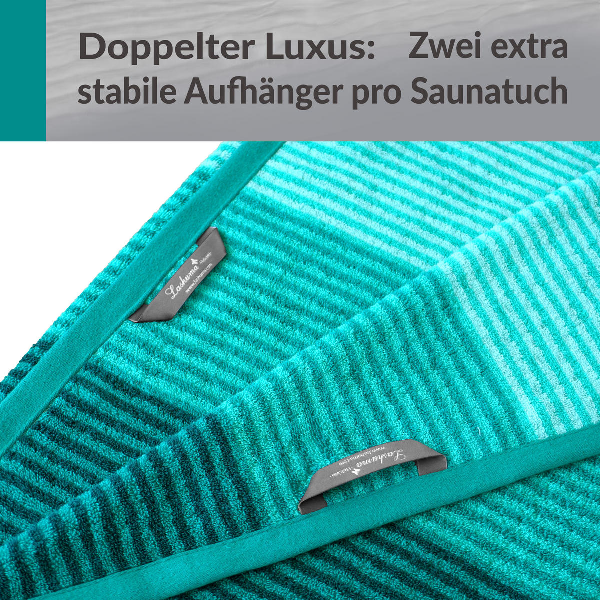 SAUNAHANDTUCH Helsinki Grün – Dunkelgrün 85x200 cm - Dunkelgrün/Grün, Textil (85/200cm) - Lashuma