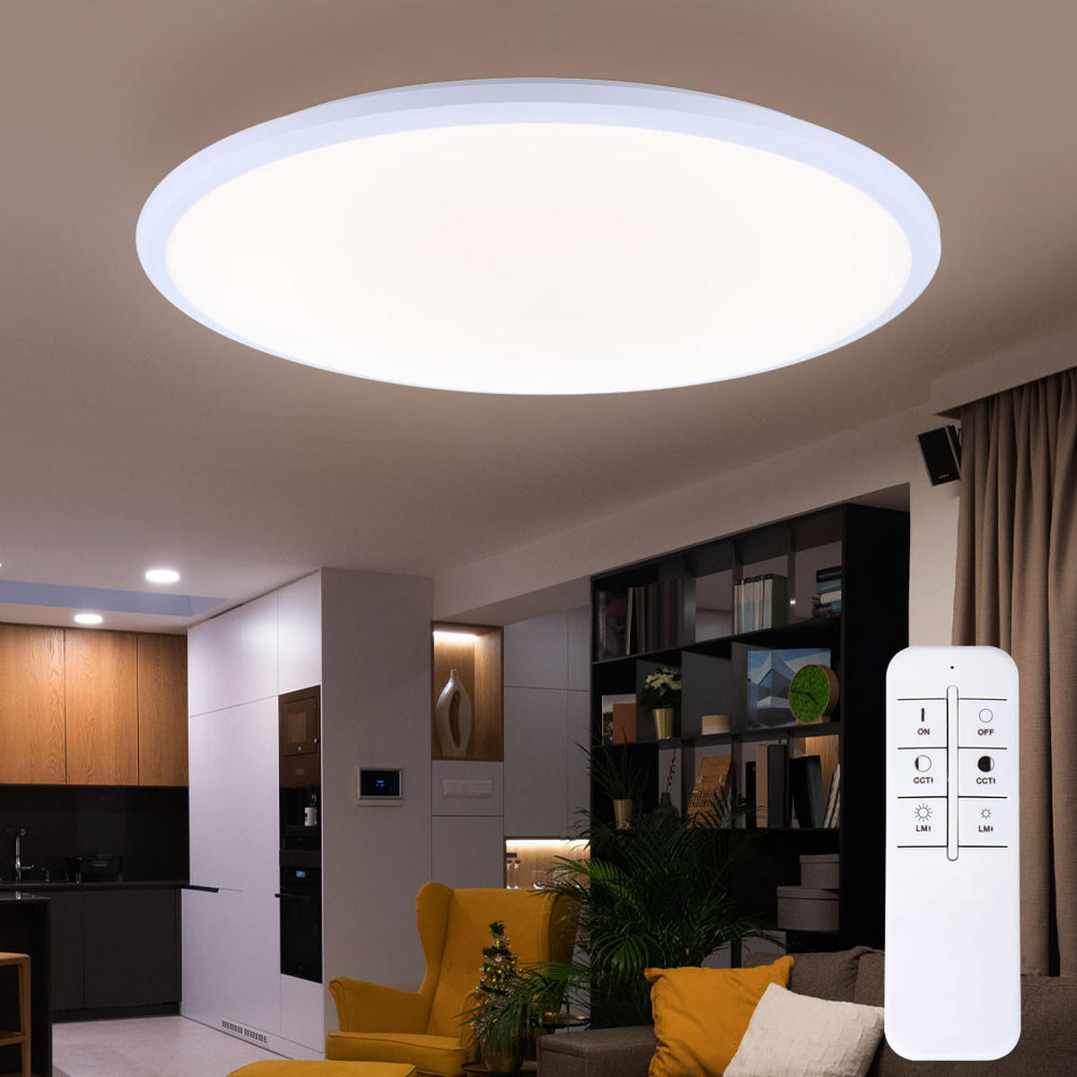 LED DECKENLEUCHTE FELION Weiß Metall - Weiß, Metall (49/49/8cm) - Globo Lighting