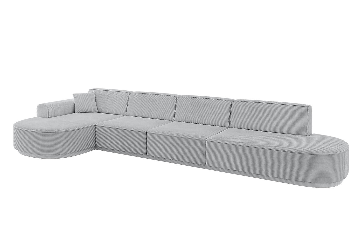 ECKSOFA Ottomane Links MARI-L3-v3 - 413x171x83 cm Grau Cord - Schwarz/Grau, Holzwerkstoff/Kunststoff (413/171cm) - ALTDECOR