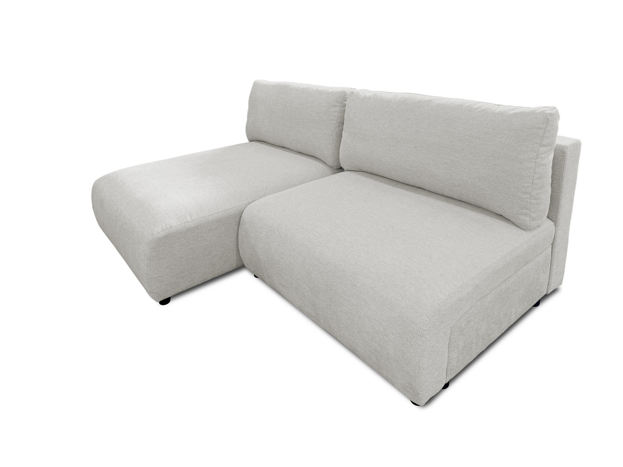 ECKSOFA Sora mit Schlaffunktion, Bettkasten und extra tiefer Komfortzone aus hochwertigem Hellgrau Strukturstoff - Hellgrau/Schwarz, Holz/Kunststoff (140/200cm) - S-Style