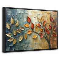 LEINWAND Bilder mit Rahmen - Baum - Abstrakt - Natur - Kunst - 30x20 - Goldfarben, Textil (30/20cm) - MuchoWow