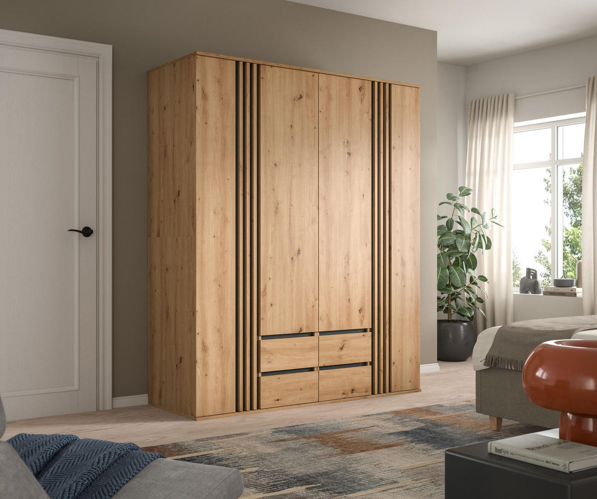 KLEIDERSCHRANKKOMBINATION TOFTA (B/H/T: ca. 160/190/56 cm) in Artisan Eiche Nachbildung/Artisan Eiche Nachbildung - Eiche Artisan, Holzwerkstoff (160/190/56cm)