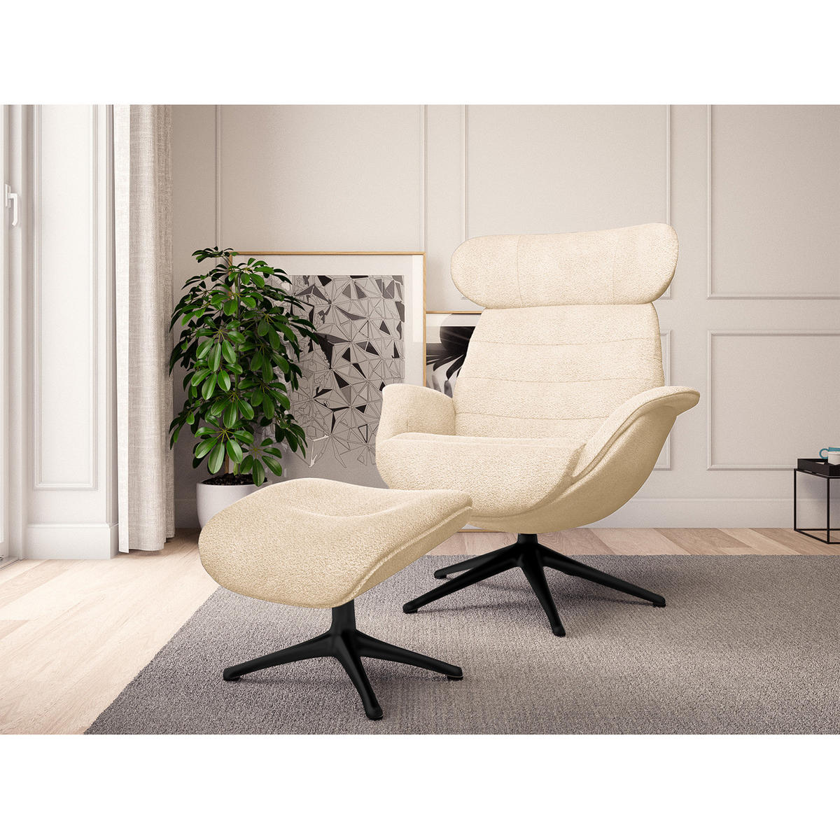 RELAXSESSEL - Beige, Textil/Metall (90/107/90cm) - home24