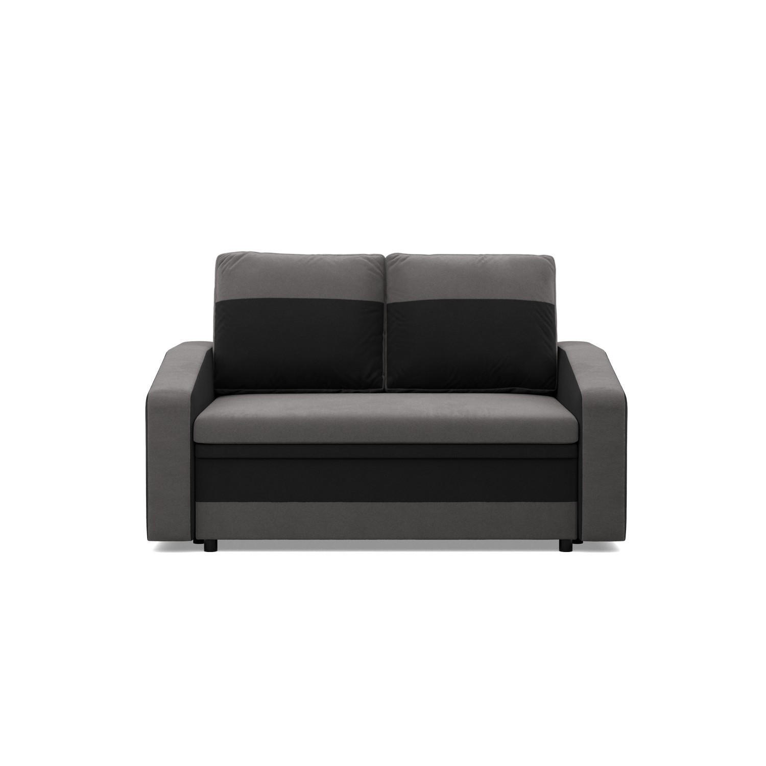 SOFA 2-SITZER MIT SCHLAFFUNKTION ORION, Grau + Schwarz - Schwarz/Grau, Textil (148/90/87cm)