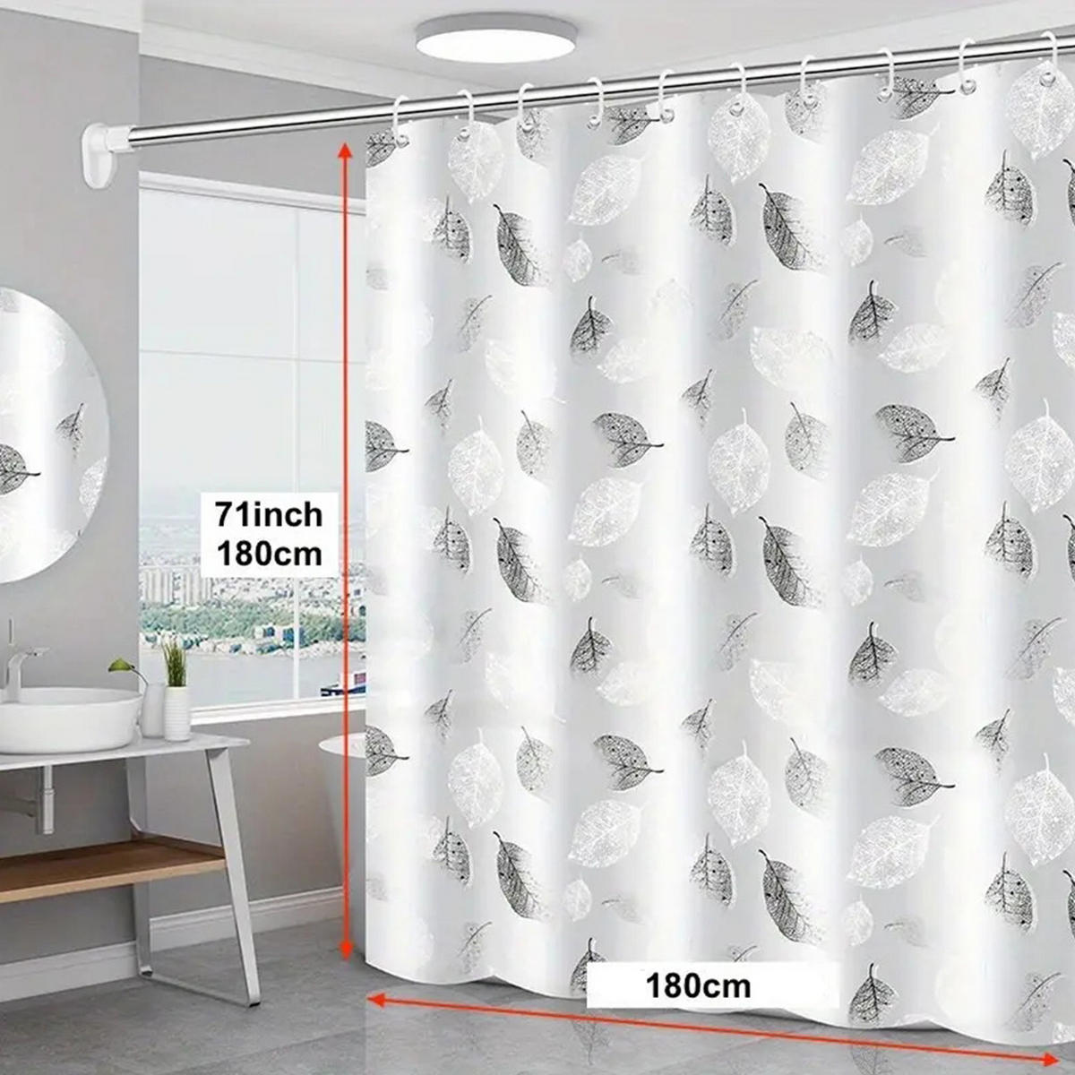 DUSCHVORHANG PEVA leicht wasserdicht schimmelresistent mit Haken Dekor Badezimmer - Multicolor, Kunststoff (180/180cm) - MCBOSON