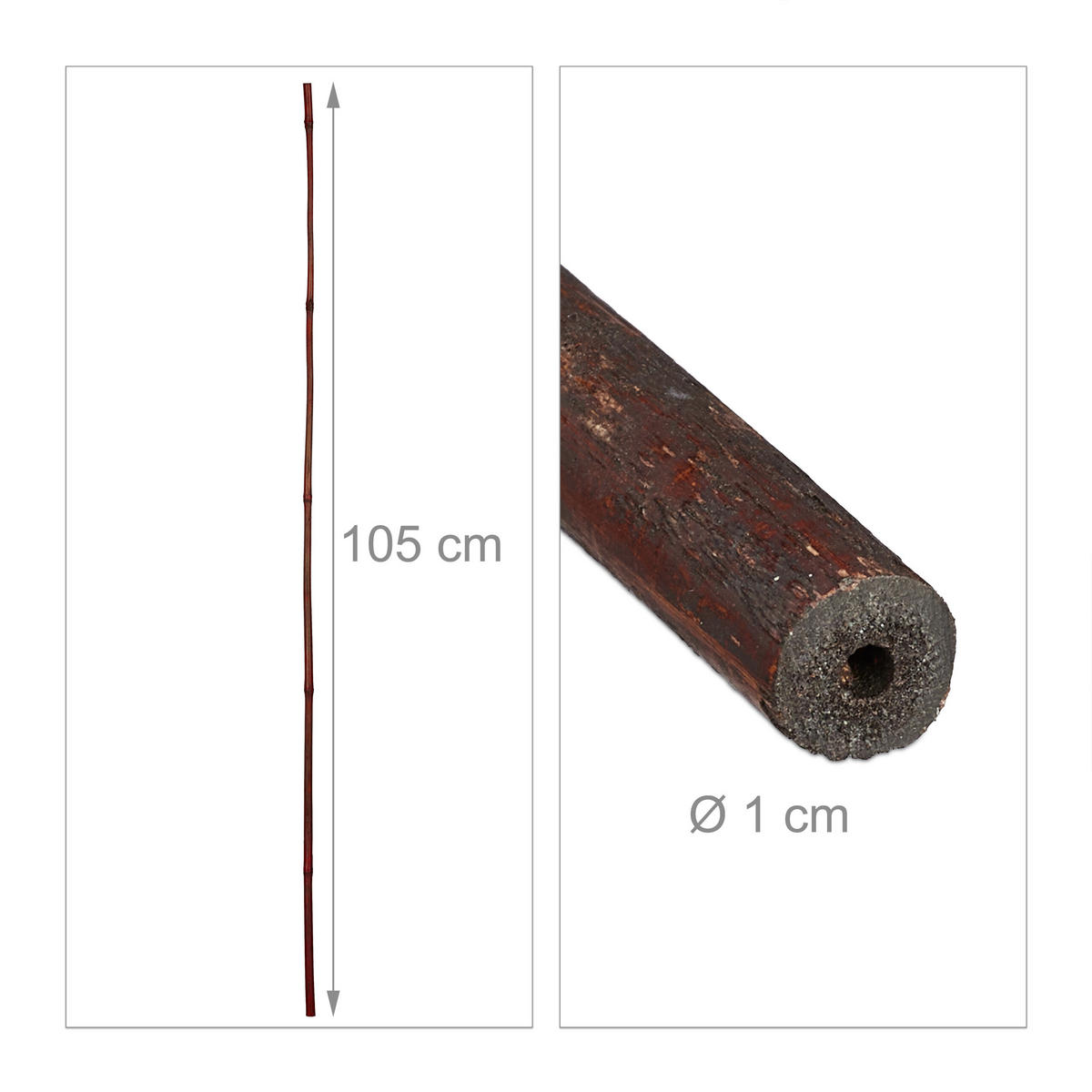 25XPFLANZSTÄBE - Dunkelbraun, Holz (1cm) - Relaxdays