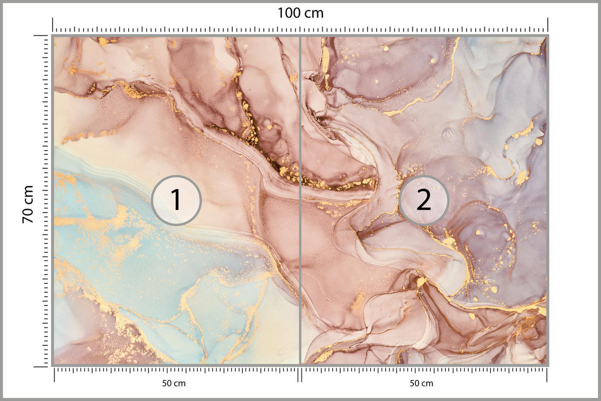 FOTOTAPETE für Wohnzimmer Bunte Marmor Abstraktion 100x70 - Blau/Beige, Papier (100/70cm) - Muralo
