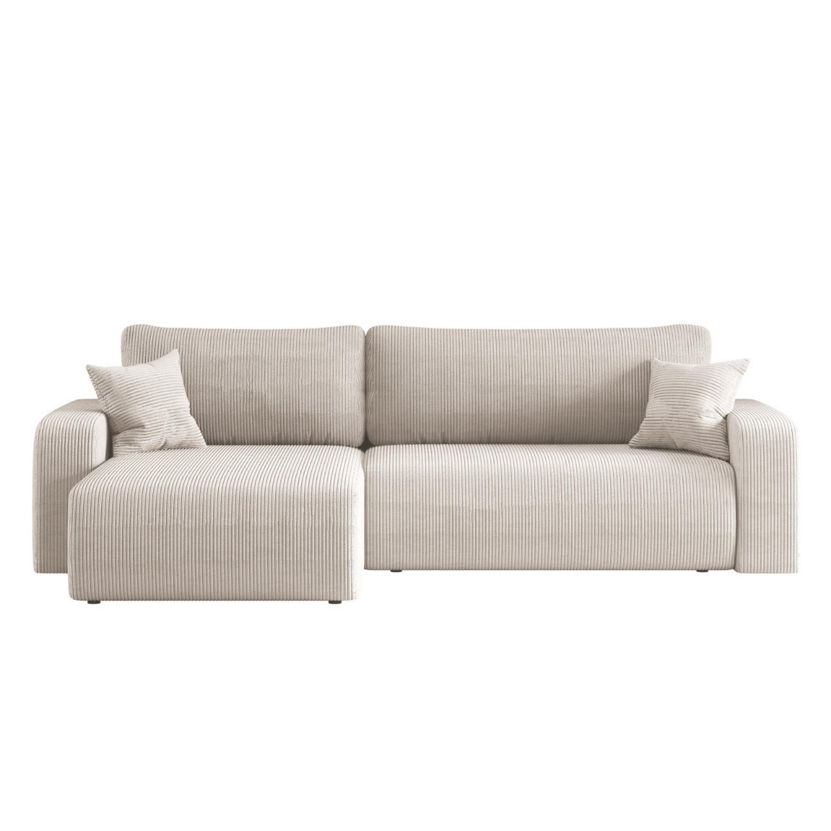 SCHLAFSOFA MILANO XL und bettkasten stoff Poso Dicker Cord Beige Links - Beige, Holz (274/82/145cm) - Kaiser Möbel