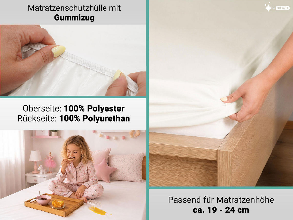 MATRATZENSCHONER, 90x200 cm, 100% Polyester, Weiß - Weiß, Textil (90/200cm) - Zollner