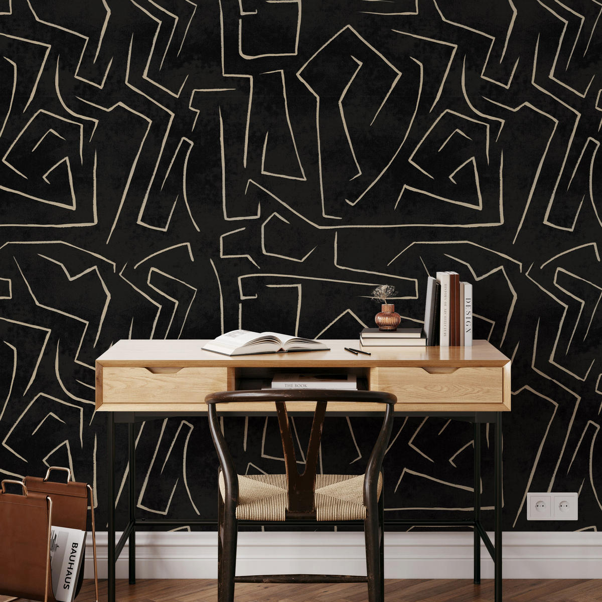 TAPETE Graffiti aus echtem Papier, 200x280cm, 8 Bögen - Schwarz, Papier (200/280cm) - WALLPAPERS4BEGINNERS