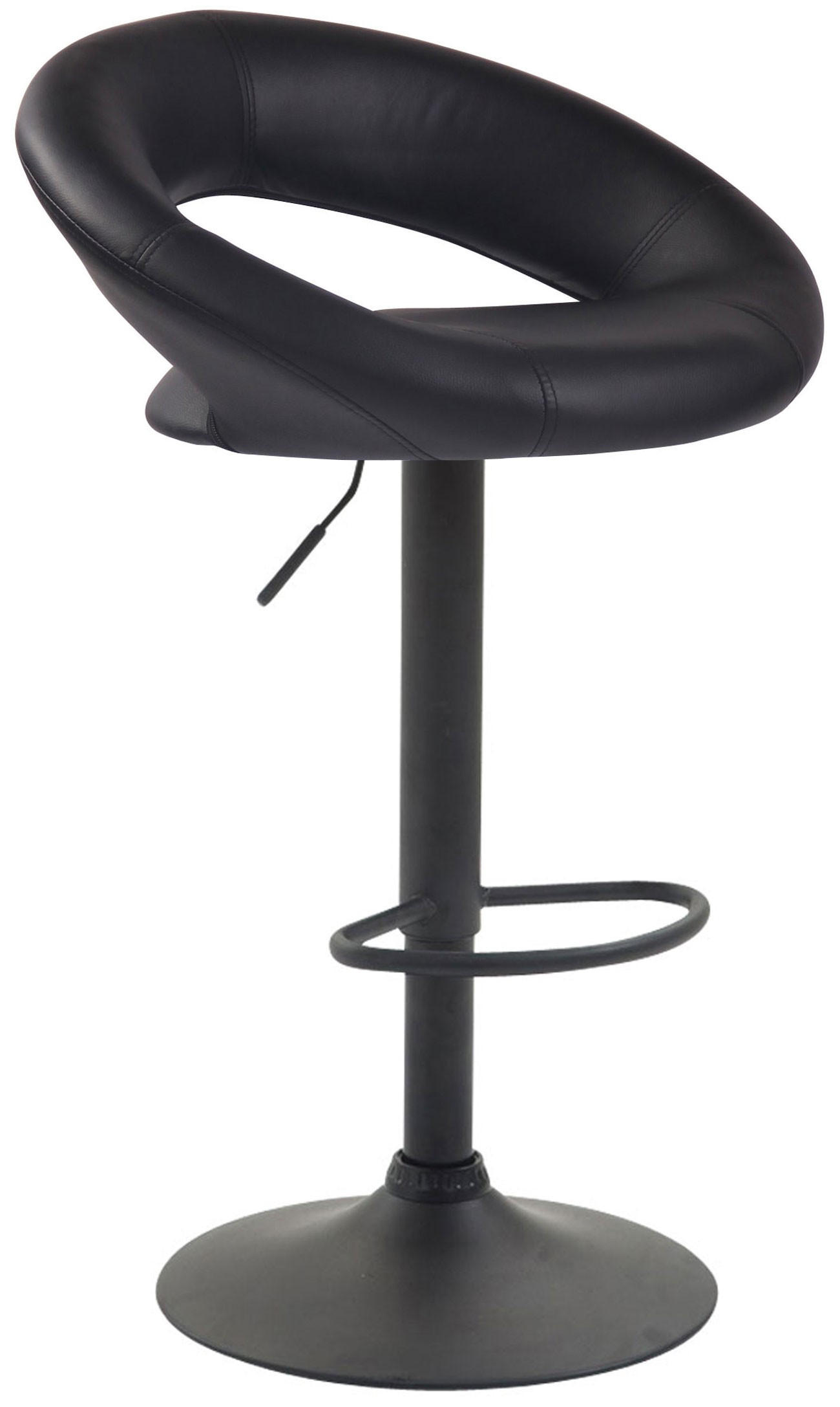BARHOCKER Olinda Kunstleder 80-101x53x47 cm schwarz - Schwarz, Leder (53/80/47cm) - furnicato