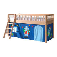 HALBHOHES BETT Kelci 90x200 Textilset Astro Buche Massivholz natur - Buchefarben, Holz (90/200cm) - 58aufmkessel