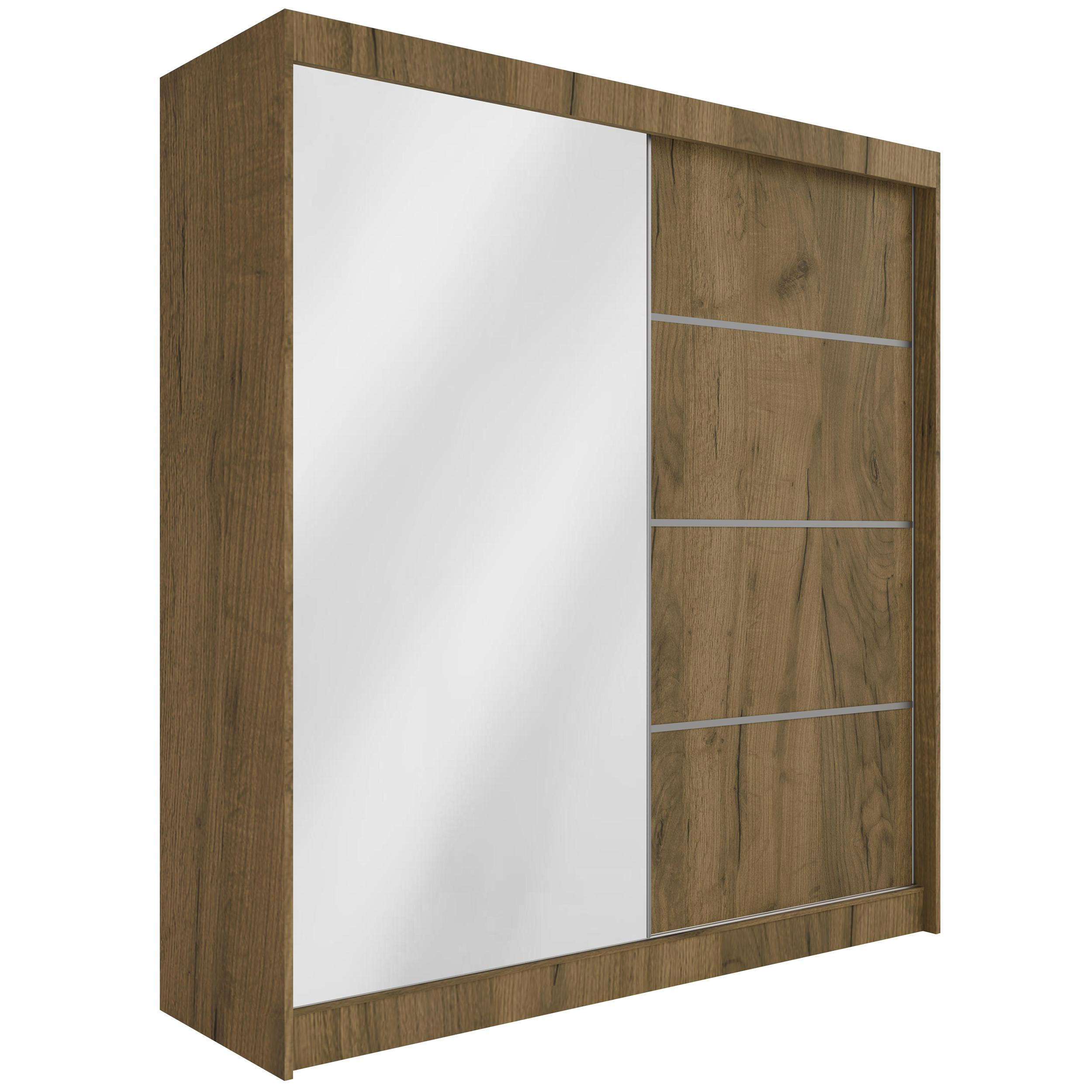 KLEIDERSCHRANK PAOKI - 200 cm - Braun - Braun, Holzwerkstoff (200/215/61cm) - ALTDECOR