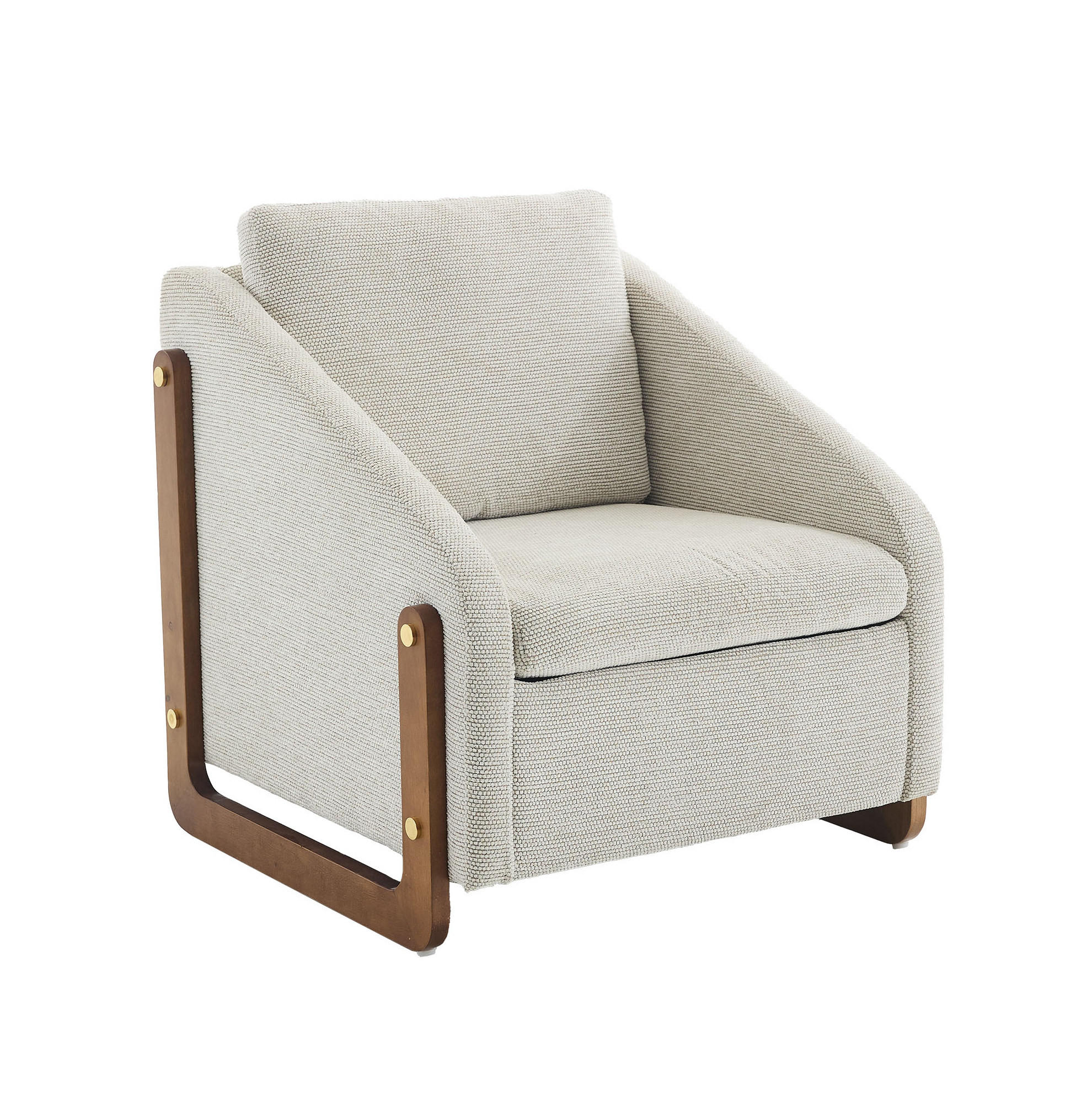SESSEL 73,5/73,5/73,5 cm aus Chenille in Beige mit Holzarmlehnen - Beige, Textil (73.5/73.5/73.5cm) - BEAOK