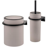WC-GARNITUR 2-TLG. Bürste u. Eimer SAVONA Softtouch inkl. Wandhalterung, rund - taupe - Taupe, Kunststoff (19/24.5/19cm) - bremermann